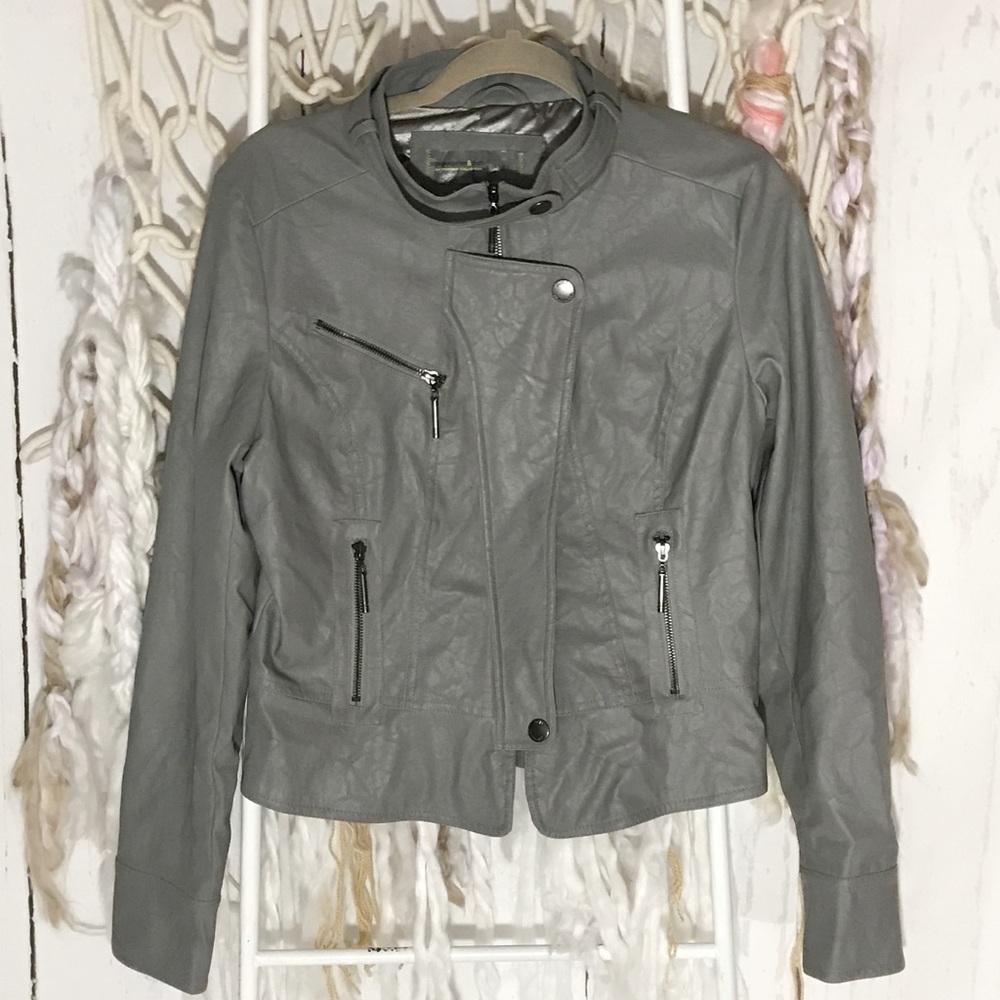 Paper Denim and Cloth Gray Pleather Jacket Large